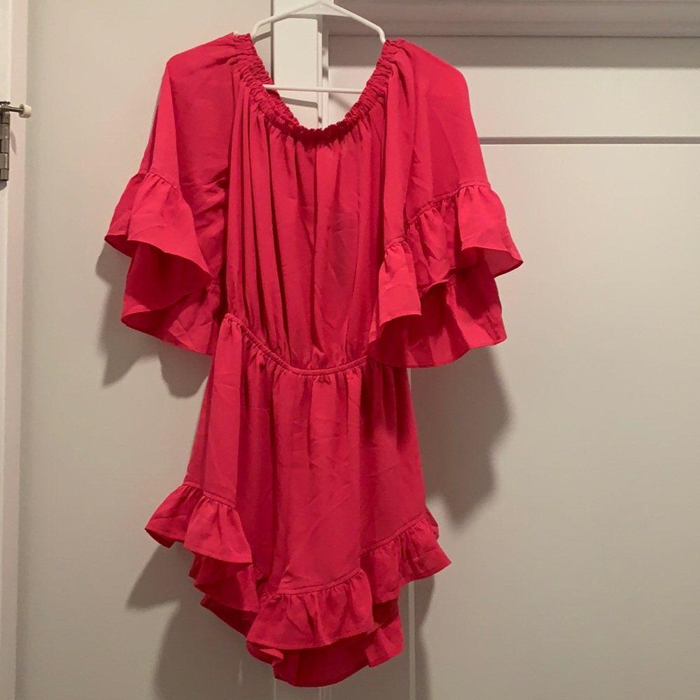 HOT PINK RUFFLE ROMPER